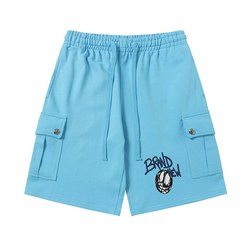 Chrome Hearts x Matty Boy blue sweat shorts front view