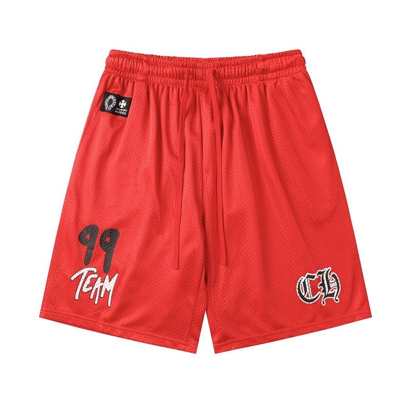 Chrome Hearts Mesh Varsity red Shorts front view